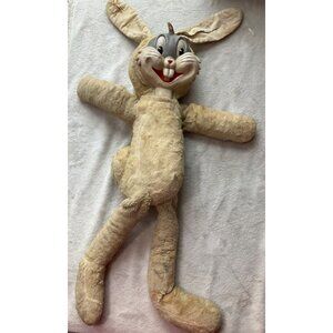 Vintage 1950's Bugs Bunny Plush Doll Toy Stuffed Animal Rubber Face Rabbit*Read